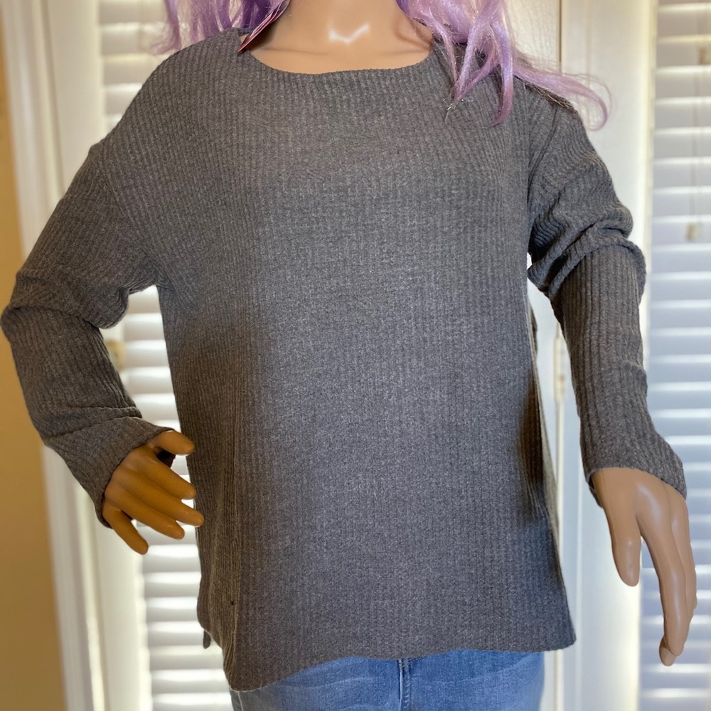 Splendid Charcoal Thermal Waffle Top Sz Medium NWT